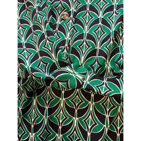 Stella & Julie Wrap Dress Green/Black Roll tab sleeve, size 14w Boho Chic - Picture 3 of 4